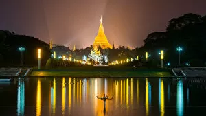 Images Dated 15th October 2014: reflection of shwedagon pagoda yangon myanmar