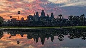 Khmer Prints: Reflection of sunrise at Angkor Wat, Siem reap, Cambodia