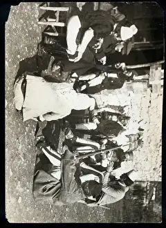 Refugee Prints: Refugee Albanians Chat Outside