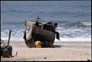 Malaysia Prints: Refugees Aboard Beached Boat Of Vietnam