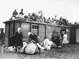 Refugee Prints: Refugees On Top Of Freight Car