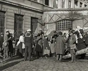 Boarding Prints: Refugees Laden W/Possessions Board Ship