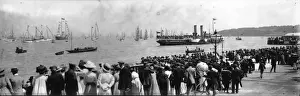 Prints of circa 1905: Crowds gather to watch the Cowes Regatta on the Isle of Wight. (Photo by Alfred Hind Robinson/A H Robinson/Getty Images) Alfred Hind Robinson (1864-1950) Prints: Regatta Crowds