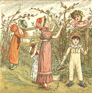 Images Dated 9th December 2016: Regency style children picking autumn fruit