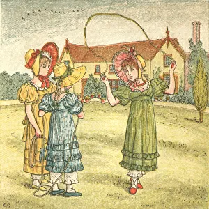 Images Dated 9th December 2016: Regency style girls skipping in a summer garden