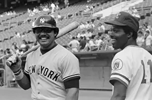 Reggie Jackson Holding Bat On Shoulder