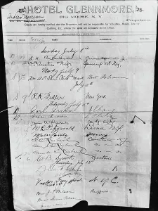 Handwriting Prints: Registry Page from the Glenmore Hotel