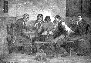 Images Dated 7th June 2018: Regulars table, men drinking beer and politics, 1881, Germany, Historic