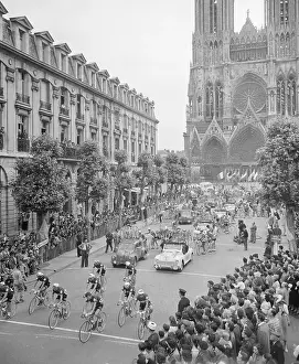 Bicycling Prints: Reims Cathedral and 1956 Tour de France