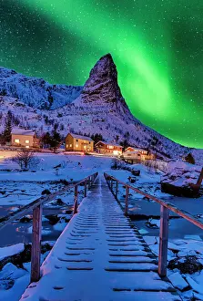 Reine Aurora borealis Northern Lights Winter Norway Lofoten