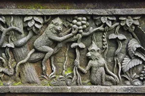 Images Dated 22nd March 2012: Relief with macaques at Monkey Forest temple, Pura Dalem Agung Padangtegal temple in the Ubud