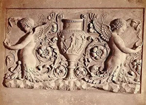 Cherub Prints: Relief Sculpture Of Cherubs By Fountain