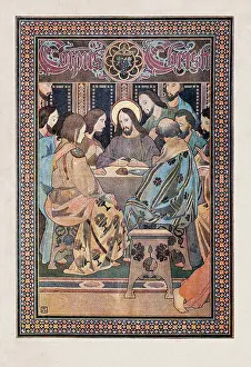 Prints of Religious painting Jesus at last supper with disciples art nouveau illustration Original edition from my own archives Source : Ilustracion Artistica 1899 World Religion Prints: Religious painting Jesus at last supper with disciples art nouveau illustration