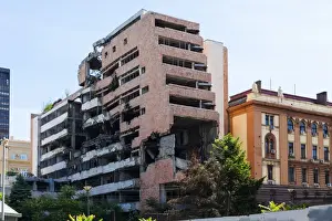 Ruined Prints: Remains of a government building bombed by NATO during the Yugoslav wars