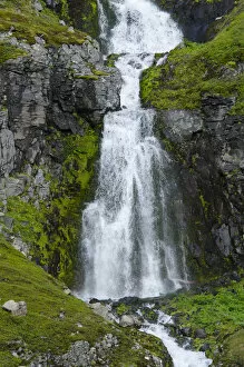 Images Dated 13th August 2015: Remote fjord waterfall, Lonagfjordur Nature Reserve, Jokulflrdir, Westfjords, Iceland
