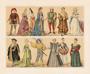 Images Dated 24th August 2018: Renaissance cosumes (15th and 16th century), chromolithograph, published in 1897