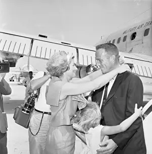 Photojournalist Prints: Rene Carpenter Hugging Husband and Astronaut Scott Carpenter