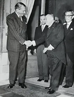 Rene Coty Shaking Hands With Shigeru Yoshida