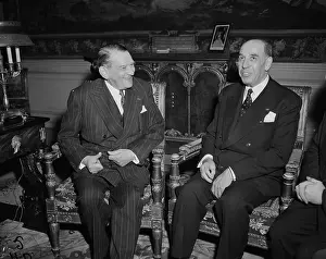 Palais De Lelysee Prints: Rene Coty Speaking with Tahar Ben Ammar