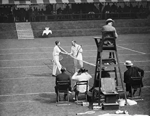 Rene Lacoste Congratulating Gerald Patterson at Davis Cup