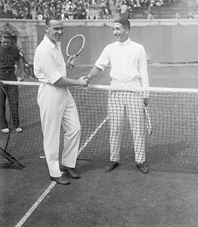 Tennis Court Prints: Rene LaCoste and Gerald Patterson Shaking Hands