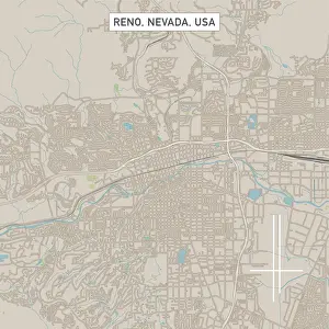 Nevada Prints: Reno Nevada US City Street Map