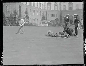 Reporters with Gene Sarazen on Golf Course