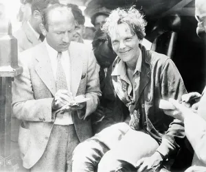 Newark Prints: Reporters Interviewing Amelia Earhart