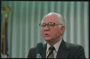 John M Prints: Representative John M. Murphy Speaking at Microphones