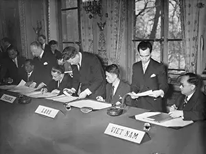 Representatives of Associated States of Cambodia Signing Treaties