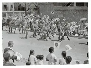 Beijing Prints: Residents of Peiping Waving Japanese Flags