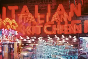 Restaurant and Peep Show Signs in 1970's Times Square