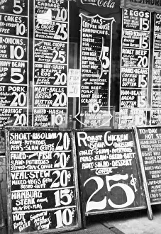 List Prints: Restaurant Window Displaying Price Signs