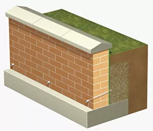 Retaining wall with drainage pipes
