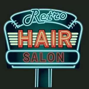 Images Dated 15th November 2018: Retro Hair salon neon sign