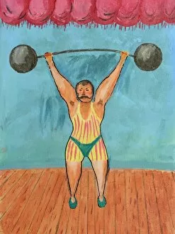 Images Dated 13th October 2016: Retro Weightlifting Painting