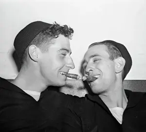Two Reuben James Survivors Smoking Cigars