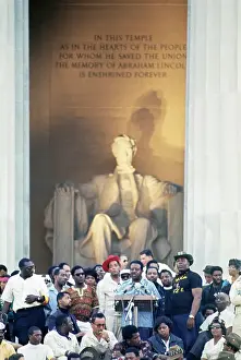 Reverend Ralph Abernathy Speaking At Lincoln Memorial