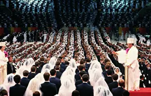 Reverend Sun Myung Moon Performing Massive Wedding Ceremony
