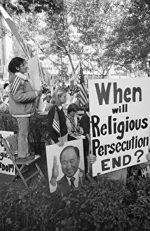 Religious Discrimination Prints: Reverend Sun Myung Moon Speaking at Rally