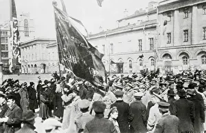 Protester Prints: Revolutionaries with Red Flag