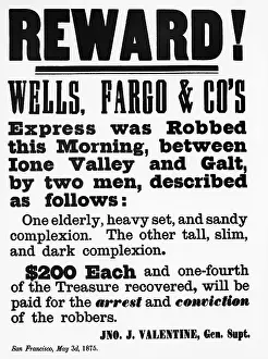 Money Prints: Reward Sign for Wells-Fargo Robbery