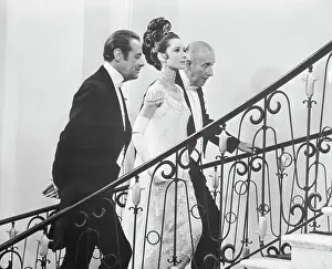 Linguist Prints: Rex Harrison, Audrey Hepburn and Wilfrid Hyde-White on Stairs