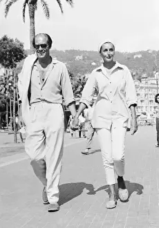Rex Harrison Walking with Kay Kendall on Vacation