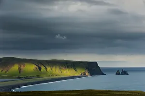 Images Dated 25th June 2012: Reynisdrangar basalt sea stacks at Vik i Myrdal, South Coast, Iceland, Europe