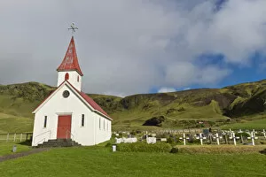 Images Dated 10th September 2014: Reyniskirkja, church on Reynisfjara Beach near Vik i Myrdal, South Coast, Iceland