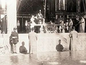 Reza Khan Pahlevi Seated on Throne