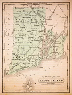 Images Dated 1st December 2015: Rhode Island 1852 Map