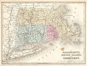 Rhode Island Prints: Rhode Island Massachusetts Connecticut 1867