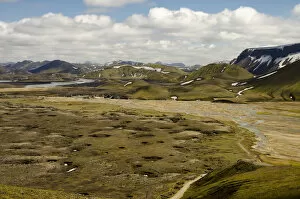Rhyolite mountains, Joekulgilskvisl river, Landmannalaugar, Fjallabak Nature Reserve, Highlands, Iceland, Europe